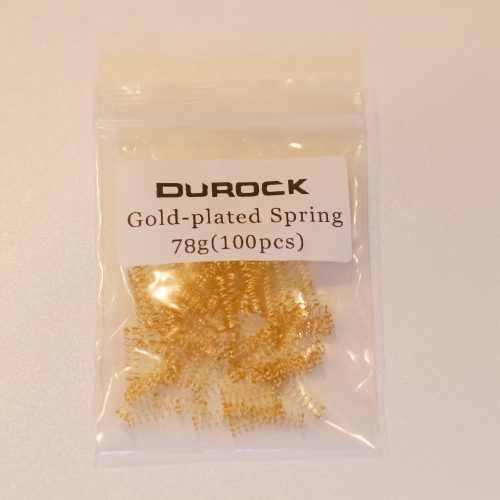 A pack of one hundred gold plated Durock mechanical switch springs with 78 grams of bottom out weight.