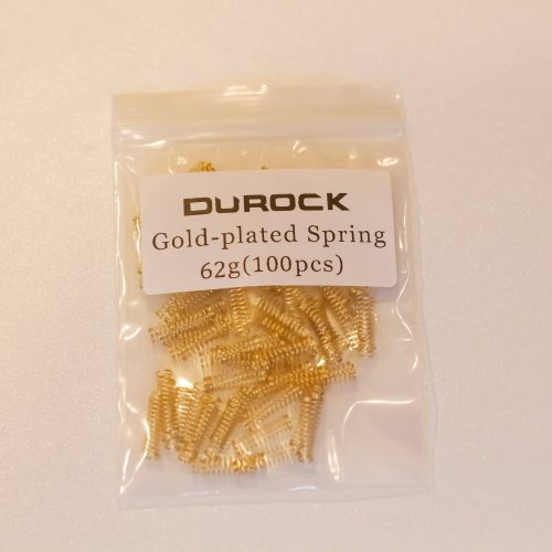 A pack of one hundred gold plated Durock mechanical switch springs with 62 grams of bottom out weight.